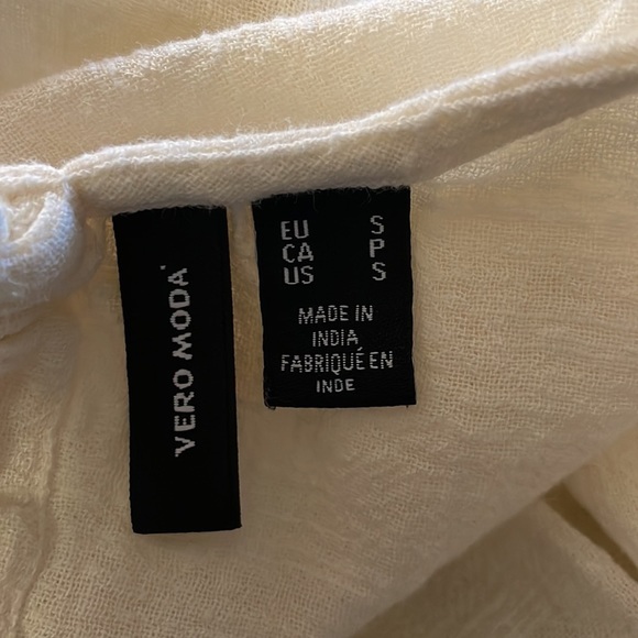 Beto Moda cream cropped textured sexy adjustable flare boho top size small - Picture 7 of 8